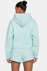 Oversized Applique Hoodie in Peppermint Polka Dot