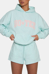 Oversized Applique Hoodie  in Peppermint Polka Dot