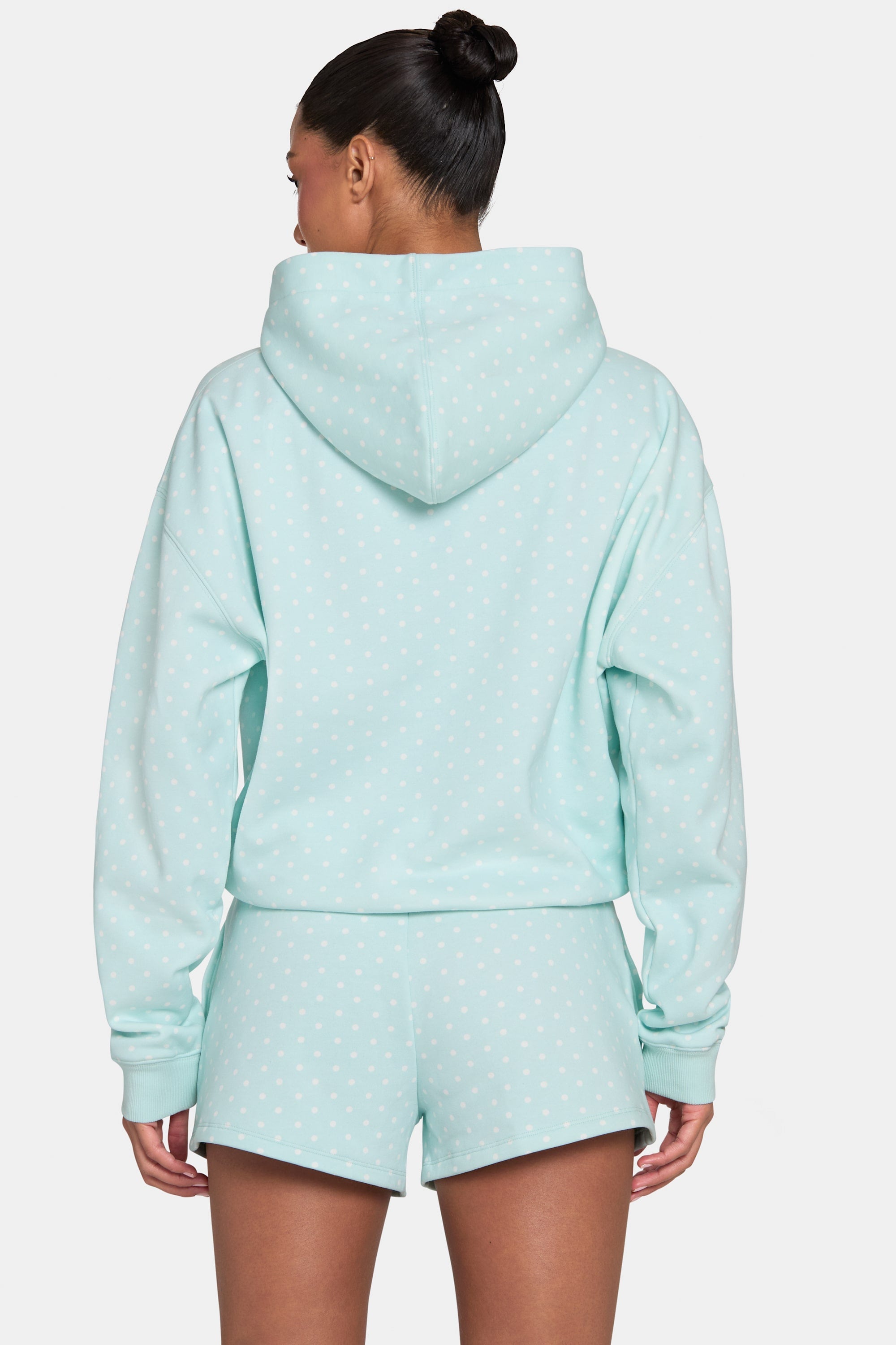 Oversized Applique Hoodie  in Peppermint Polka Dot